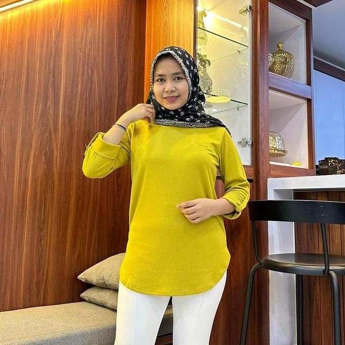 Promo [NAYLA BLOUSE] KAOS ATASAN FENOMENAL WANITA LENGAN PANJANG || KAOS POLOS CEWEK MODEL OVAL COD