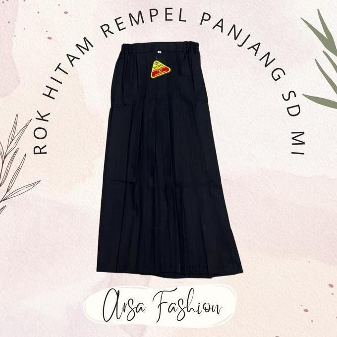 DB251 }} ROK HITAM PANJANG REMPEL MI ANAK PEREMPUAN/ROK HITAM SERAGAM SEKOLAH MI ANAK PEREMPUAN