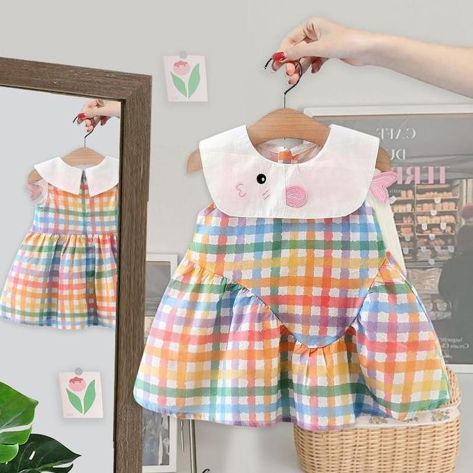 DS59 >> Beibei kids-2-4 Tahun  Gaun Slip Anak-Anak Baru    anak perempuan Rok lucu Lengan pendek ata