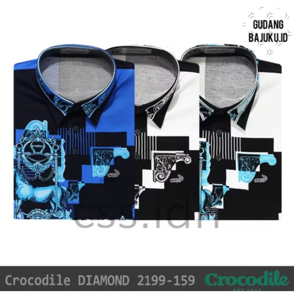 Kaos Kerah Kemeja Pria Crocodile Diamond/Platinum 0159 100% Ori