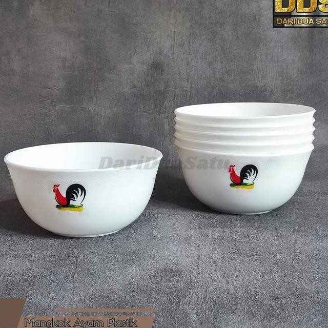 Mangkok Ayam Jago Plastik Putih Bening Mangkok Mie Bakso 6 Pcs