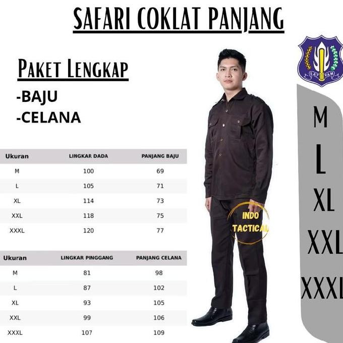 Baju Seragam Safari Security, Safari Hitam Safari Coklat Safari Biru, Safari Satpam Pendek/Panjang