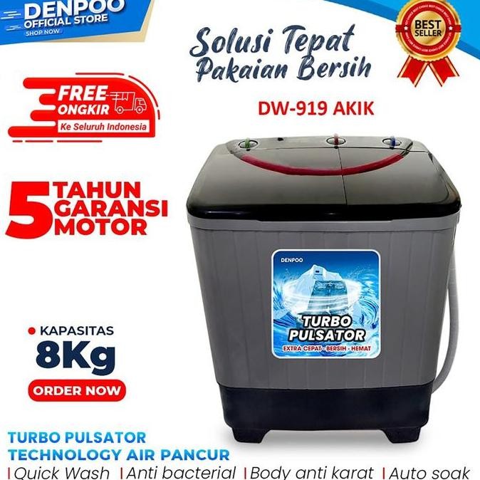 Promo DENPOO MESIN CUCI 2 TABUNG DW 919 COD