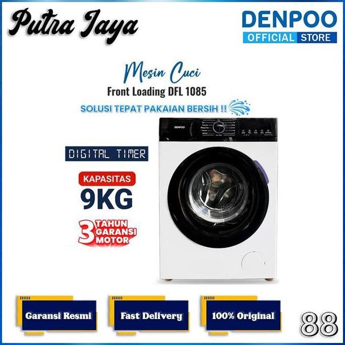 Promo MESIN CUCI FRONT LOADING DENPOO DFL 1085 G 9KG DFL1085 / DFL 1085 9 KG 1 TABUNG COD