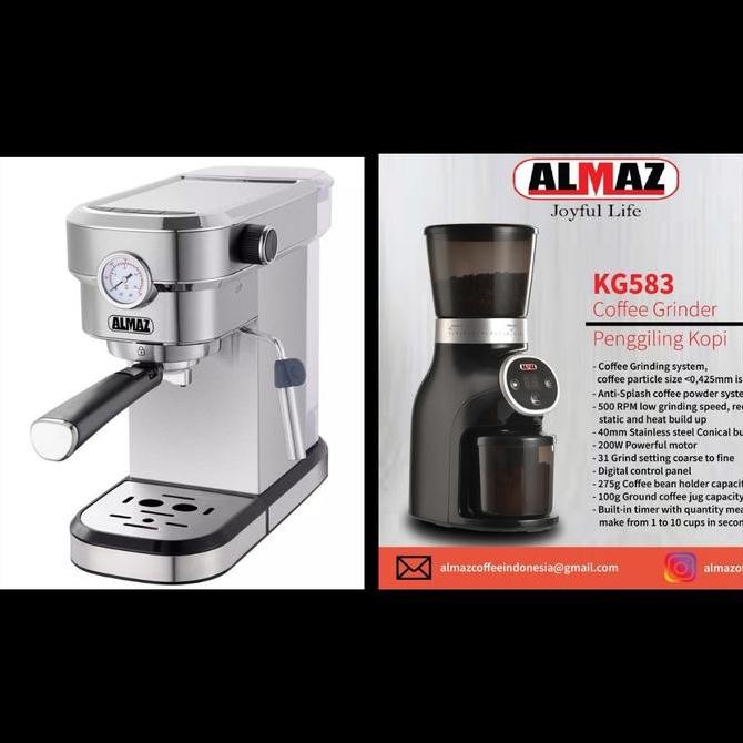 Promo Paket Mesin Kopi Coffee Maker Almaz ACM6851 dan Grinder Conical Almaz COD