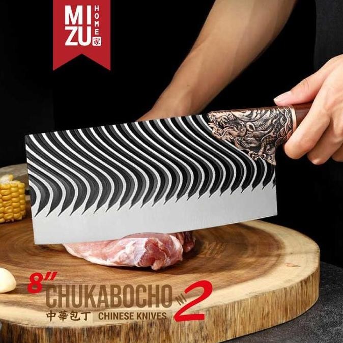 Mizu Chukabocho-Ni Chinese Chef'S Knife Chopper Knife Stainless Kitchen Knife Pisau Daging Piso Tula