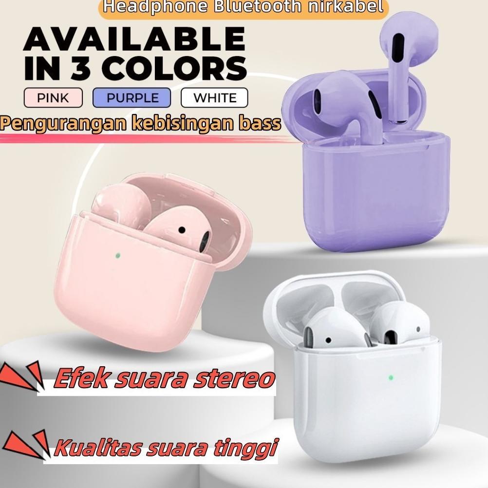 Murah Pro4 Tws Bluetooth 5.3 - Earbuds Hd Bass & Anc Mic, Kontrol Sentuh Canggih Untuk Gym/Kantor