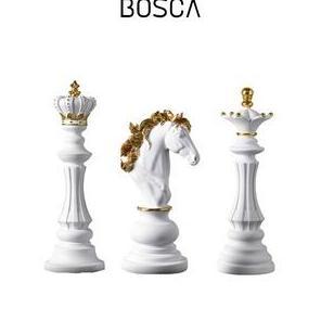 Bosca Living - Pajangan Catur Putih / Dekorasi Ruangan Catur / Miniatur Catur Bahan Keramik Mewah Bo