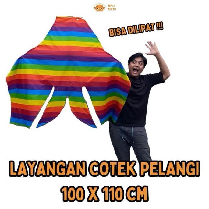 =+=+=+] Layangan Cotek Lawas Pelangi Kain 1 meter x  1.1 meter - Cotek Pelangi - Cotek Kain - cotek 