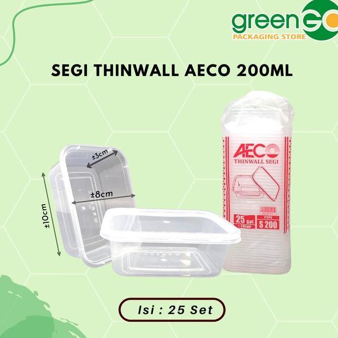 dBest- THINWALL SEGI AECO 200ML 25 SET TUTUP THINWALL KOTAK KECIL BENING