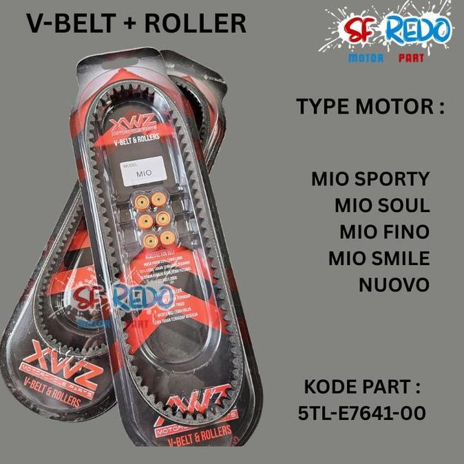 DA46 - VANBELT V-BELT V BELT FANBEL MIO SPORTY MIO SMILE MIO SOUL MIO FINO NOUVO 5TL + ROLLER XWZ