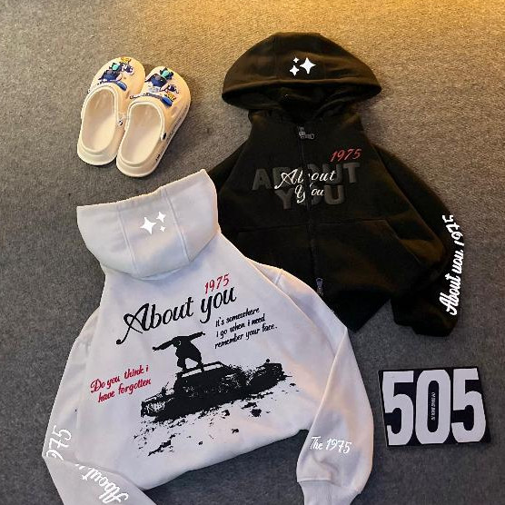ABOUT YOU Vol.2 HOODIE BOXY DOUBLE ZIPPER REFLEKTIF PLASTISOL PUFF INK 300 GSM KUPLUK SHERPA DELAROC