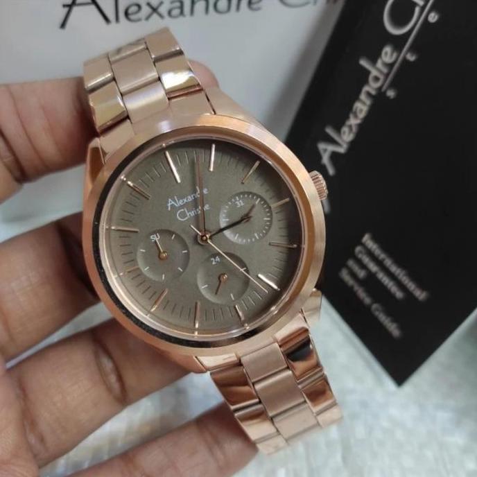 ALEXANDRE CHRISTIE AC2817 AC 2817 BROWN ROSEGOLD JAM TANGAN WANITA ORIGINAL