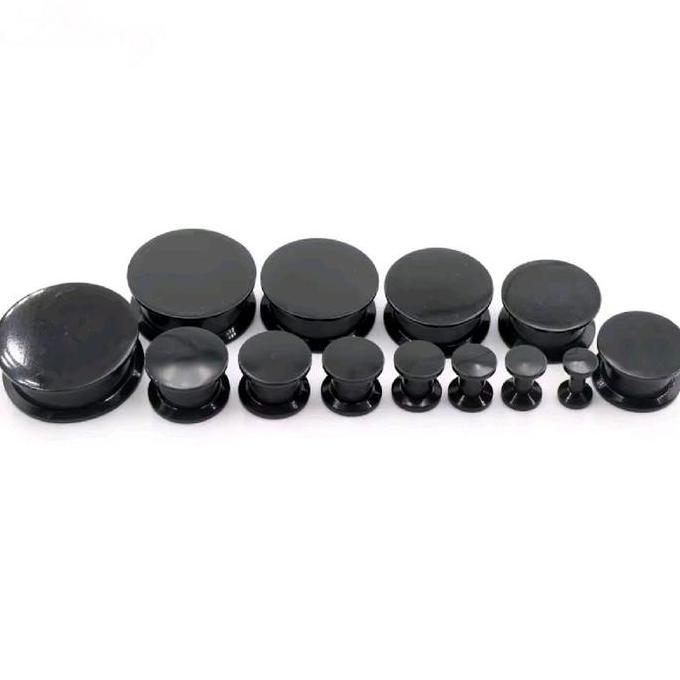 1PCS ( Bukan Sepasang ) Anting Earrings Black Acrylic Internal Thread Double Flared Ear Tunnel Plugs