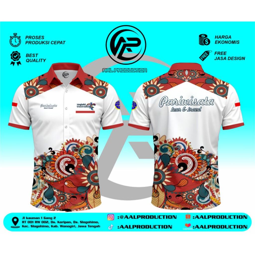 kemeja batik pariwisata printing custom