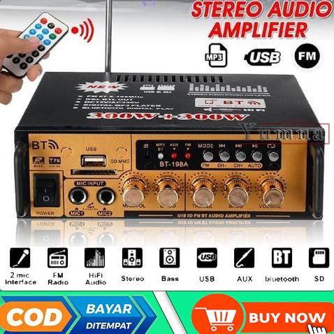 Power Amplifier Bluetooth Fleco BT-198A 600W | Audio Penguat Suara Full Bass amplifier Karaoke Mini