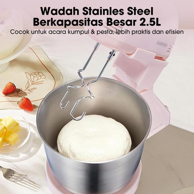 Kit- Grebek Gudang Suanvinzliesamono Mixer Roti Sw-Hmb200 Stand Mixer & Hand Mixer 2In1 Daya 200W, 7