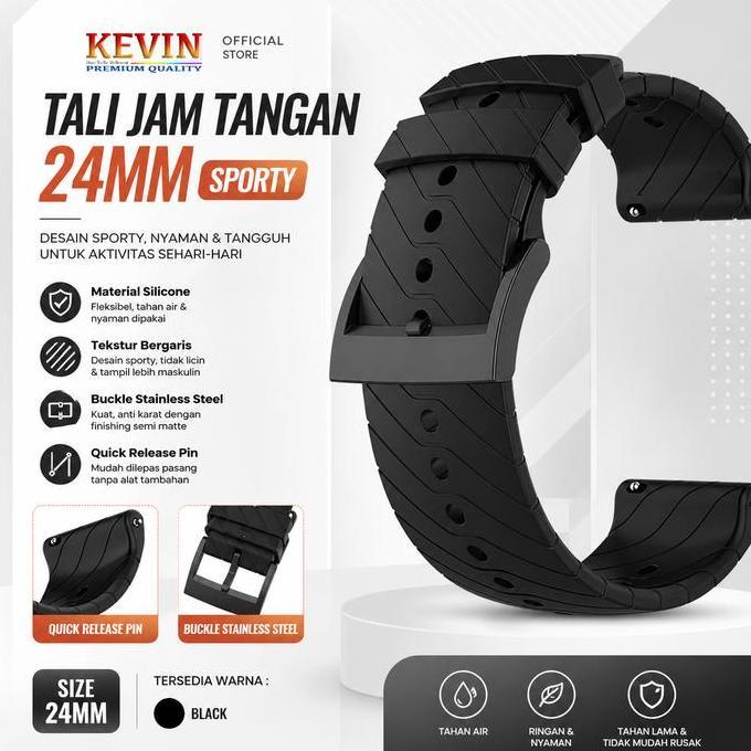 TERMURAH - Strap Smartwatch Alfah H18 H19 Pro Quick Release - Tali Jam Tangan Rubber Sporty 24mm EL