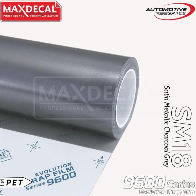 MAXDECAL 9600 SM18 Satin Metal CHARCOAL GREY Premium Car Wrap Lembayung Evolution PET Liner Sticker 