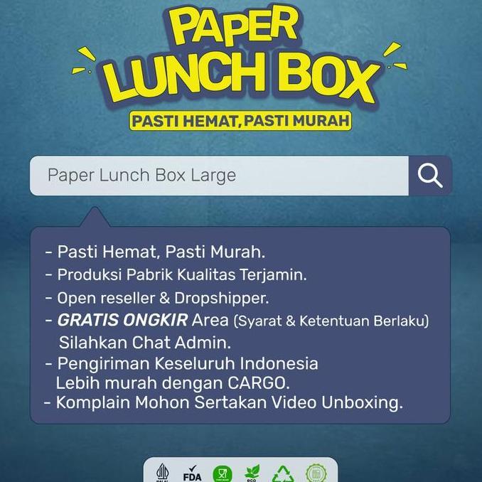 Yuhu- [50 Pcs] Paper Lunch Box Large Tebal 325 Gsm / Kotak Take Ay / Lunch Box Paper L / Lb2K4