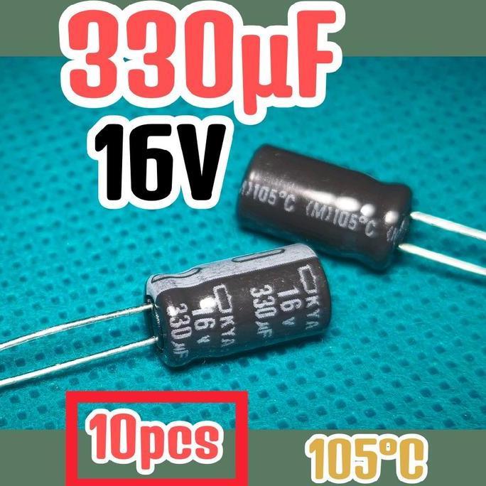 10PCSKAPASITOR CAPASITOR ELKO ELCO 16V 330UF 16V 330 UF 16 V 16VOLT 330UF ORIGINAL