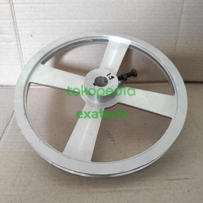 Pulley alumunium A1 - 10 inch as 19 mm puli alumunium