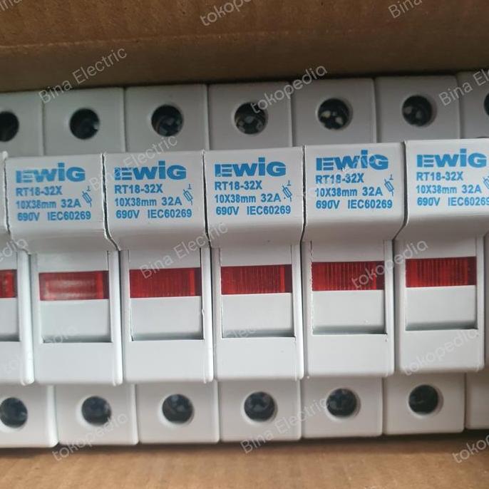RUMAH FUSE HOLDER EWIG 10X38 / FUSE HOLDER + LED EWIG 10X38 RT18-32X