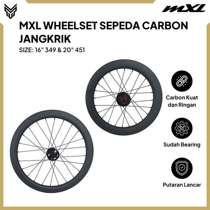 Promo MXL Wheelset Sepeda 16" 349 & 20" 451 Carbon Velg Roda Set Bike Diskon