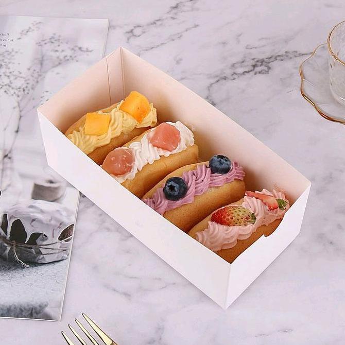 Box- 10Pcs Dus Box Donut Panjang Kue Roll Cake Roti Donut Dus Panjang Kue Box Bolu Gulung Kitchenre