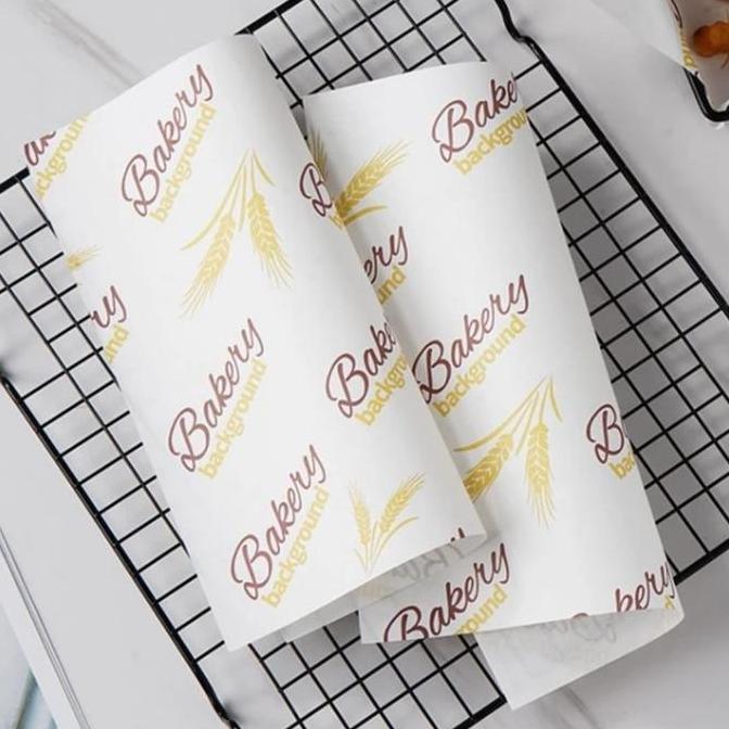 Box- Kertas Roti Motif / X Paper / Baking Paper Motif Bakery Gandum.