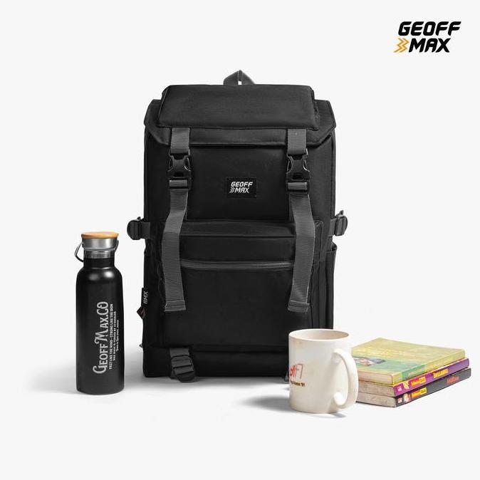 Lansungkirim- Geoff Max - Almost All Black |  Tas Punggung | Backpack Ransel Pria  |  Tas Backpack S