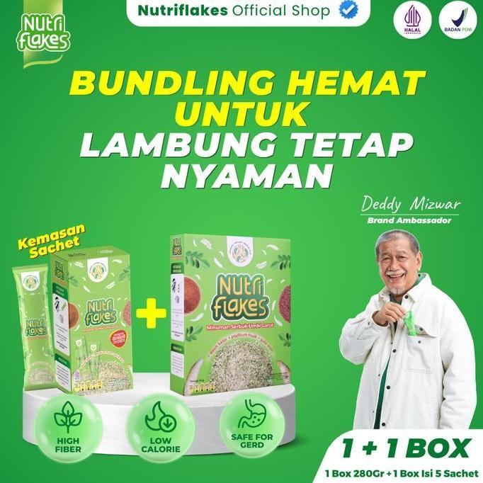Trus- Bundling Nutriflakes Box & Sachet | Nutriflakes Sereal Umbi Garut Membantu Lambung Lebih Nyama