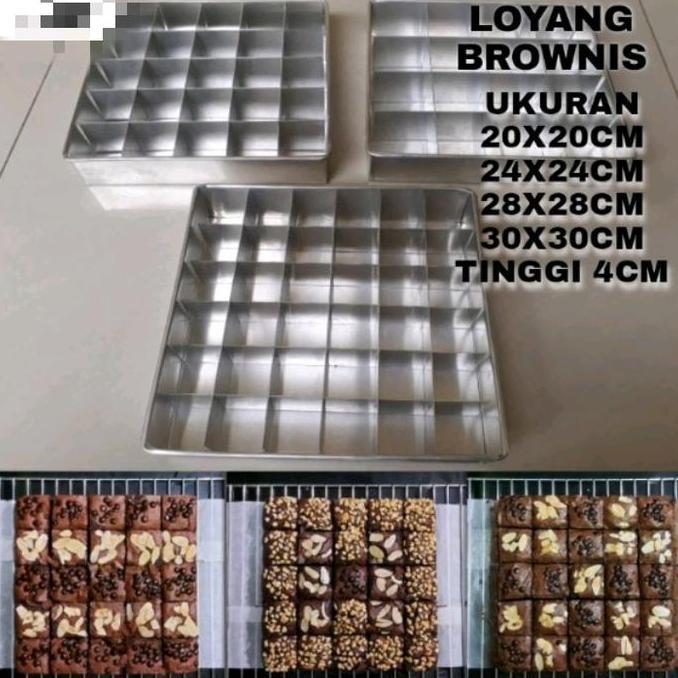 Box- Cetakan Kue Brownies Sekat /Loyang Sekat Brownies Kotak Aluminium Bukan Galvalium