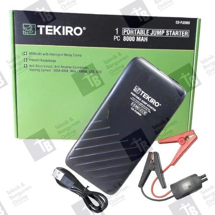 TERBARU - TEKIRO Portable Jump Starter 8000 MAH CD-PJ2069 / Alat Kejut Listrik Aki Mobil dengan LED 