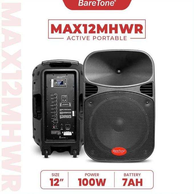 Promo Speaker Portable Aktif 12 Inch Baretone MAX12MHWR Bluetooth Diskon