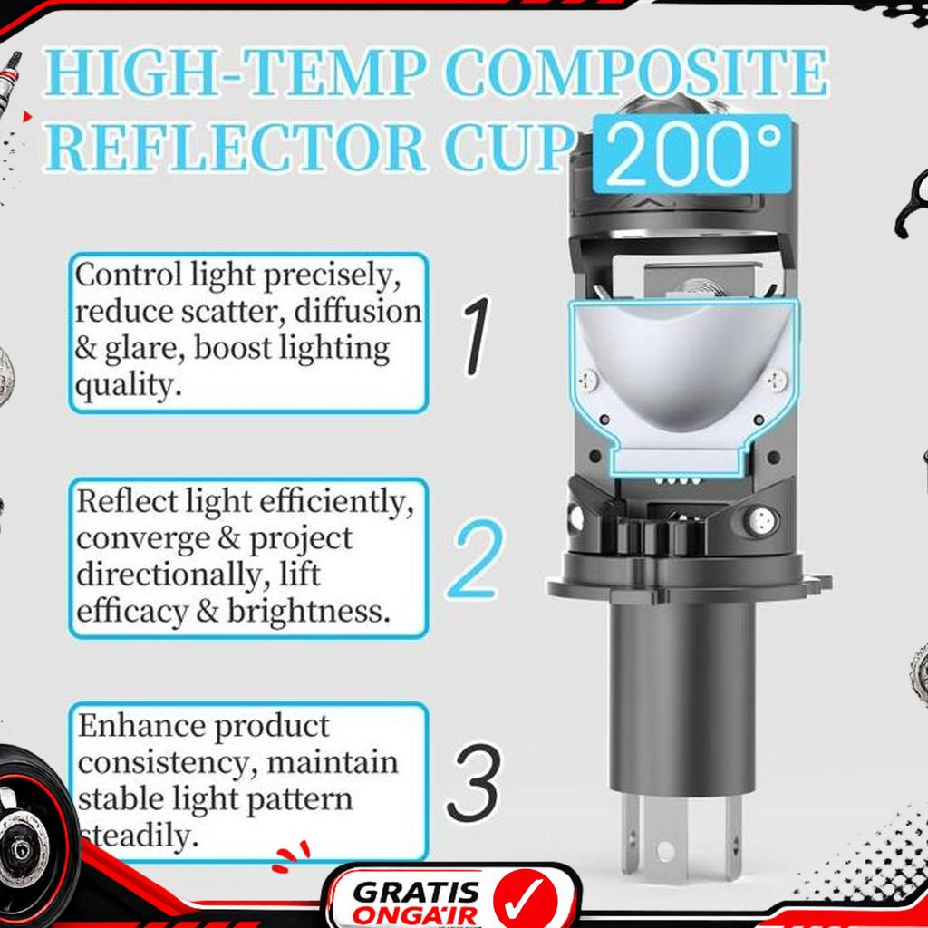 Mt Star H4M400 Lampu Utama Socket H4 Led Blue Lens
