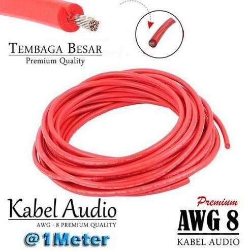 KABEL ECERAN AWG8 CABLE SILICONE WIRE POWER MOBIL DC STRUM STROOM ECERAN AWG 8  1 METER TAHAN PANAS