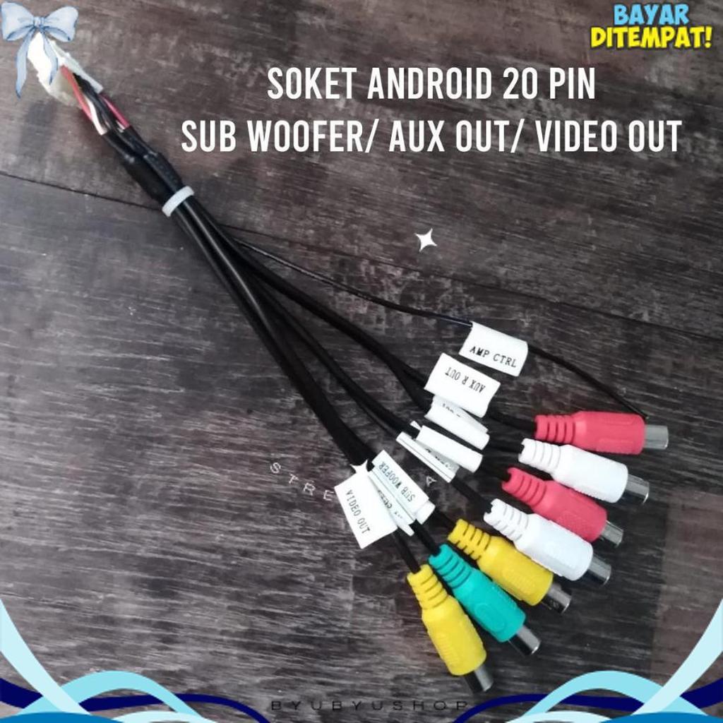Cuci Gudang Grosiran Soket Rca Audio Video Subwoofer Kamera Out Headunit Mobil Android 20 Pin