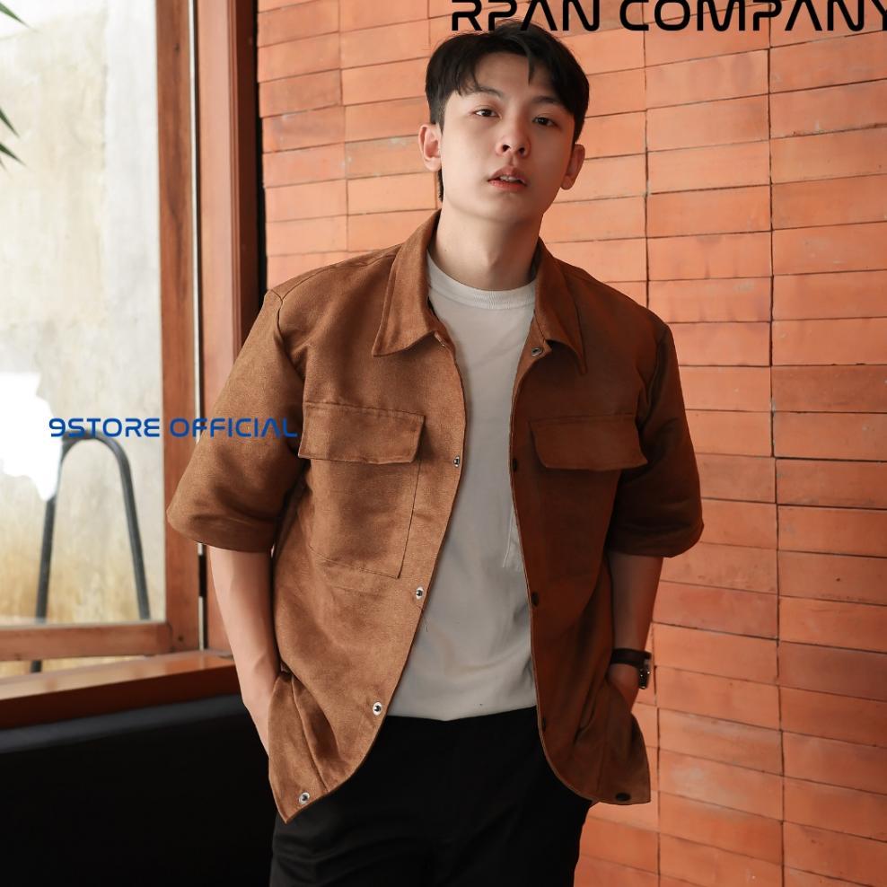 Kemeja Suede Oversized Lengan Pendek Pria / Oversize Shirt Suede