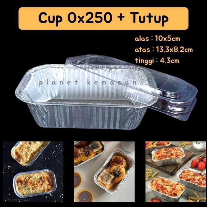 Bestseller- (10 pc) cup aluminium ox250 + tutup / ox250 + tutup / cup alumunium kotak ox250 / alumin