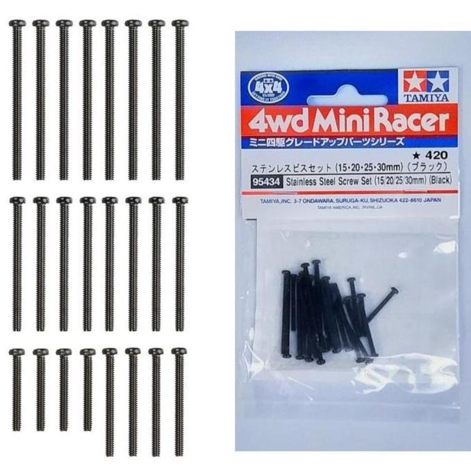 TAMIYA 95434 STAINLESS STELL SCREW SET [ 15/20/25/30MM /BLACK ]