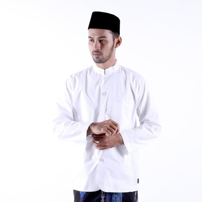 Baju Koko BHS Classic Habaib Motif Ashim Warna Putih