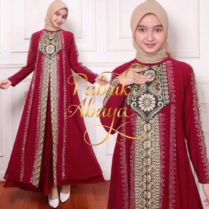 Dress- Gamis Abaya Turkey #5039 Bordir Payet By Pabrik Abaya Ceruty Hitam Muslim Arab Turki Nita Dre