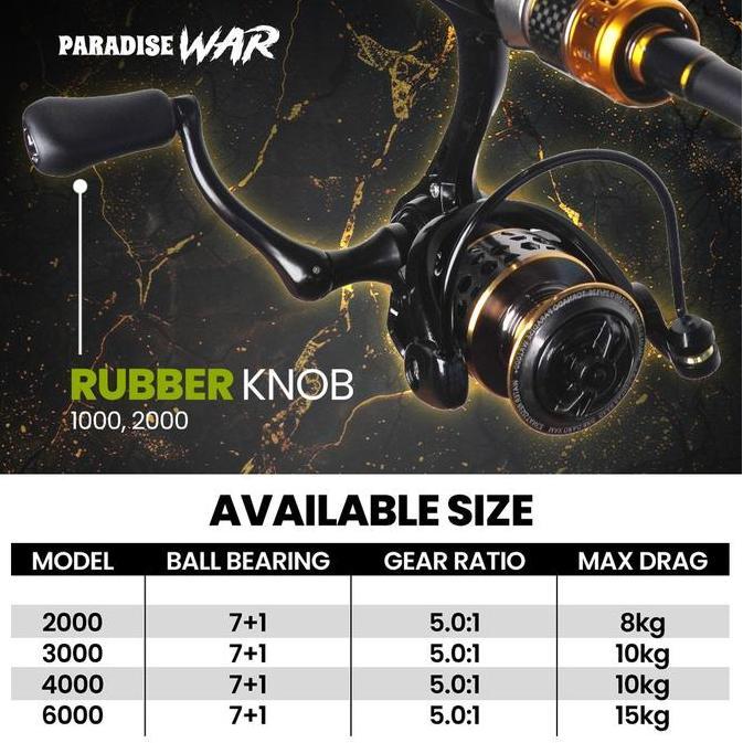 Fish- Reel Paradise R Spinning Kuat Power Handle Ter Resistant | Gulungan Pancing | Rwr