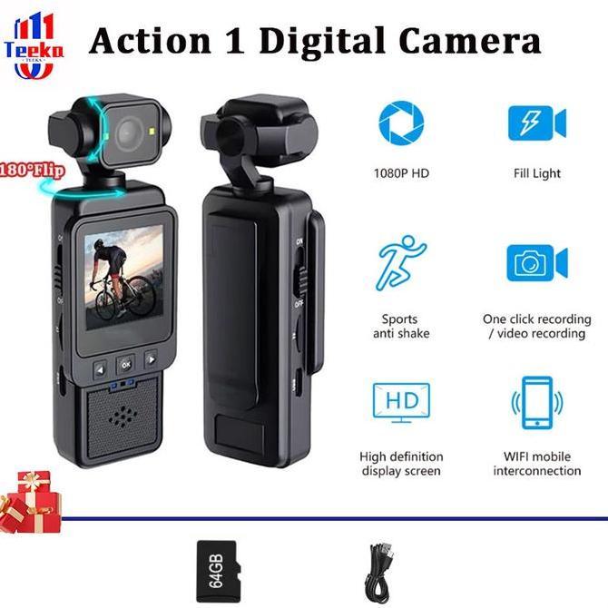 Teeka Action 1/2 Camera Mini Wifi Kamera Action Layar Hd 1080P 180 Pocket Wifi Camcorder Body Cam Wi