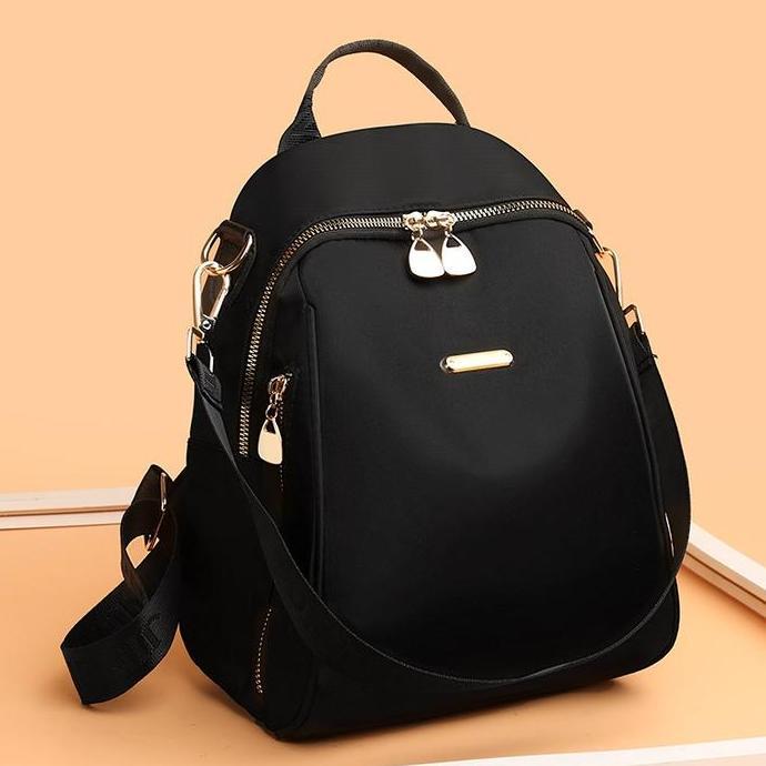 wassyalamaparel - tas ransel wanita - jimiuer 7166 original import waterproof hitam black tas hitam