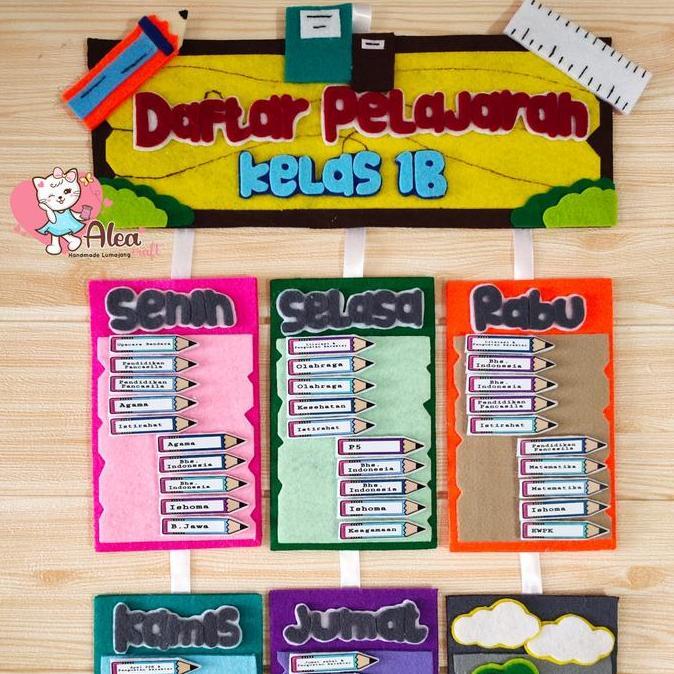 Hiasan dinding kelas daftar pelajaran