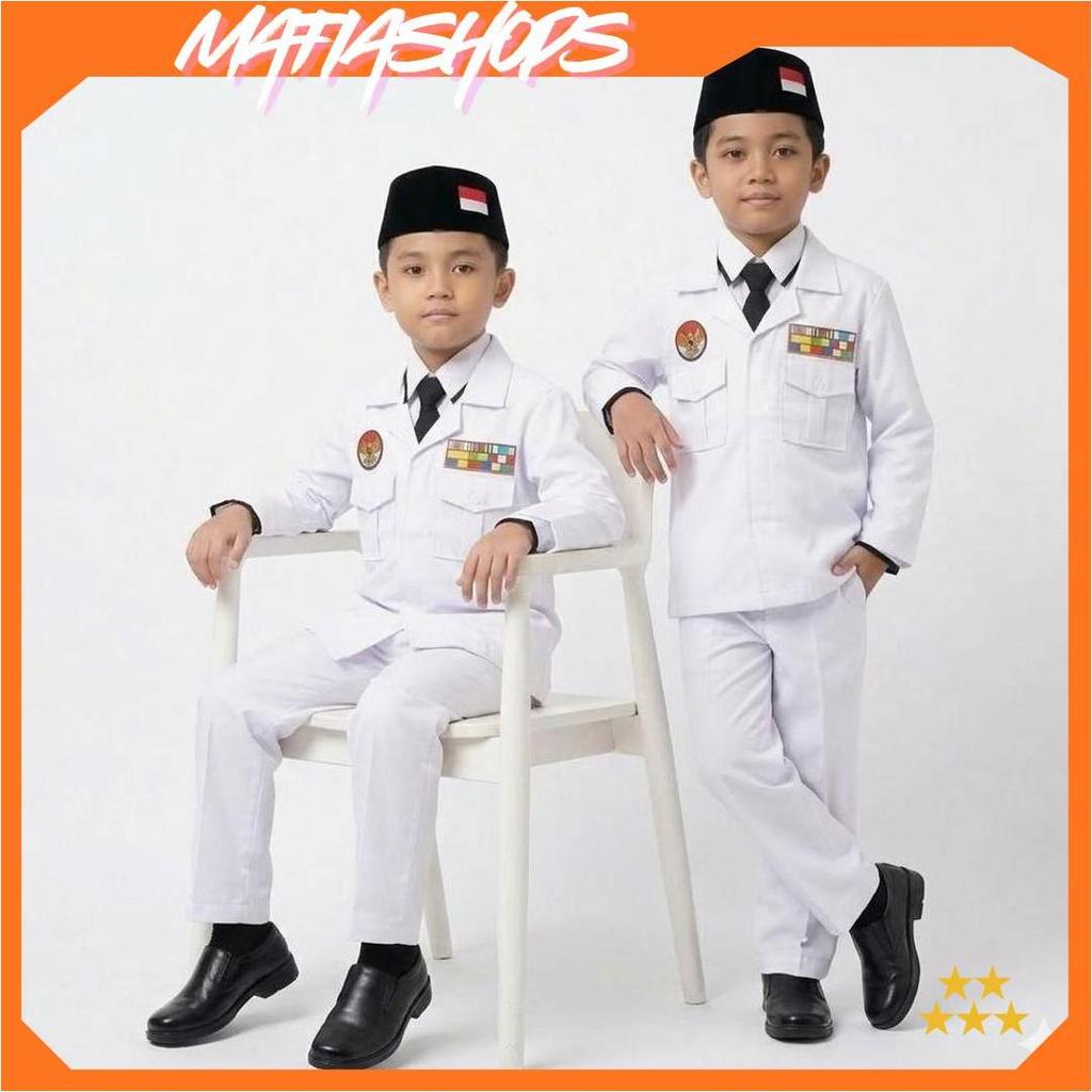Baju Kostum Soekarno Anak Laki-Laki / Seragam Pejuang Kemerdekaan / Kostum Tokoh Proklamator / Baju 