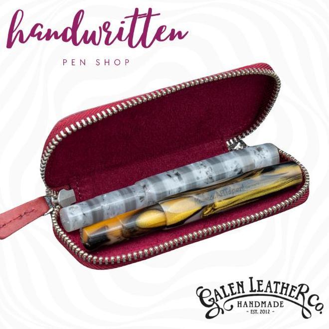 HARGA DISC - GALEN LEATHER Leather Zippered Pen Case For KAWECO - Pocket Pen