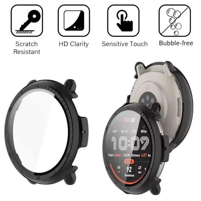 Bumper Hard Case For Amazfit Active 2 For Xiaomi Amazfit Active 2 Active2 + Tempered Glass Hard Casi